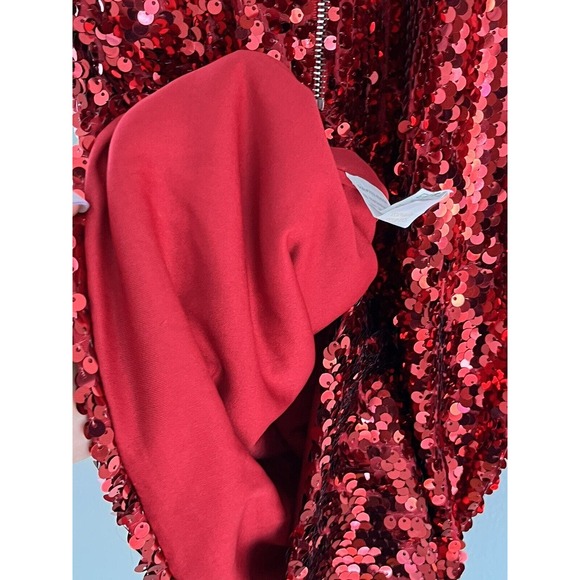 REVAMPED LA NUIT RED SEQUIN SPAKLED BODYCON SHOULDER STRAP DRESS Size XS - Picture 7 of 11
